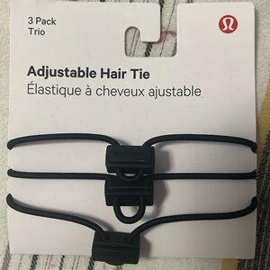 Lululemon black hair ties, pack of 3, adjustable